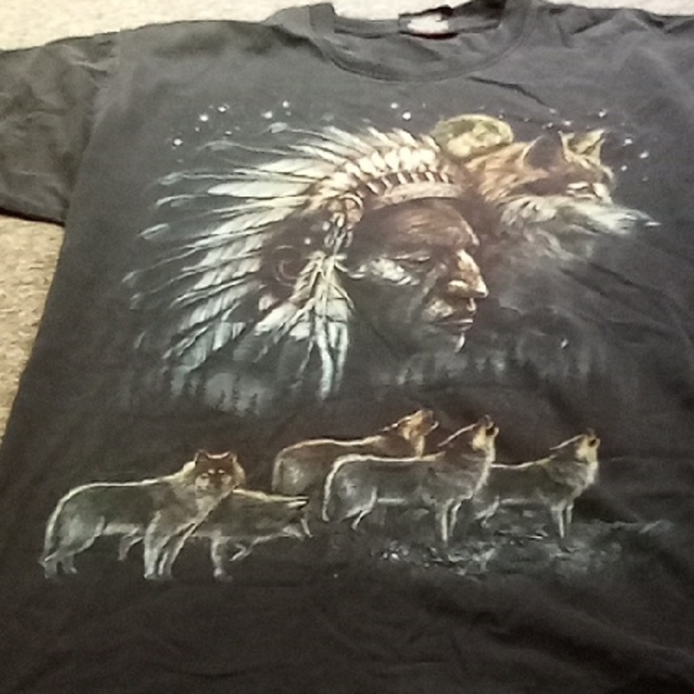 Men's Black Vintage XL Rock Chang Native American Shirt Warrior